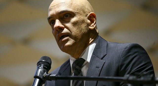 O presidente do TSE, Alexandre de Moraes, durante cerimônia de posse do diretor-geral da PF, na sede da corporação, em Brasília.