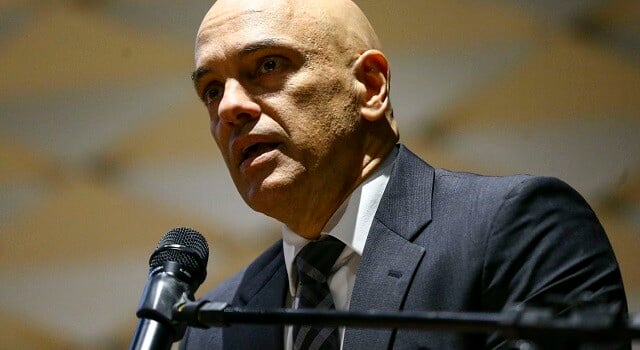 O presidente do TSE, Alexandre de Moraes, durante cerimônia de posse do diretor-geral da PF, na sede da corporação, em Brasília.