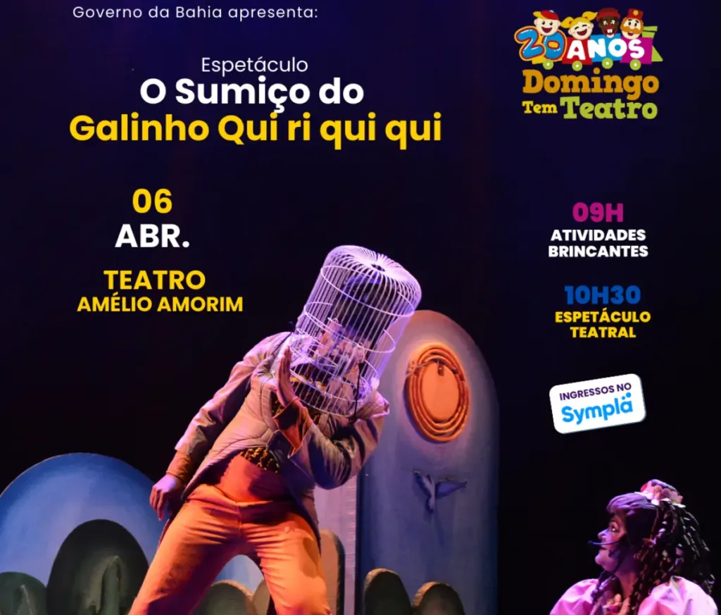 Card espetáculo ''O Sumiço do Galinho Qui ri qui qui''