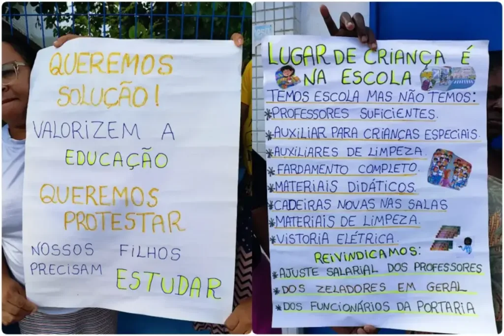 Manifestação na Escola Municipal Vereador Antônio Carlos Coelho