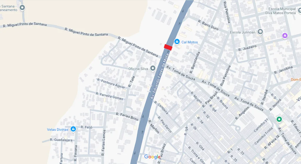 Travessia (em vermelho) da BR-116 em Feira de Santana