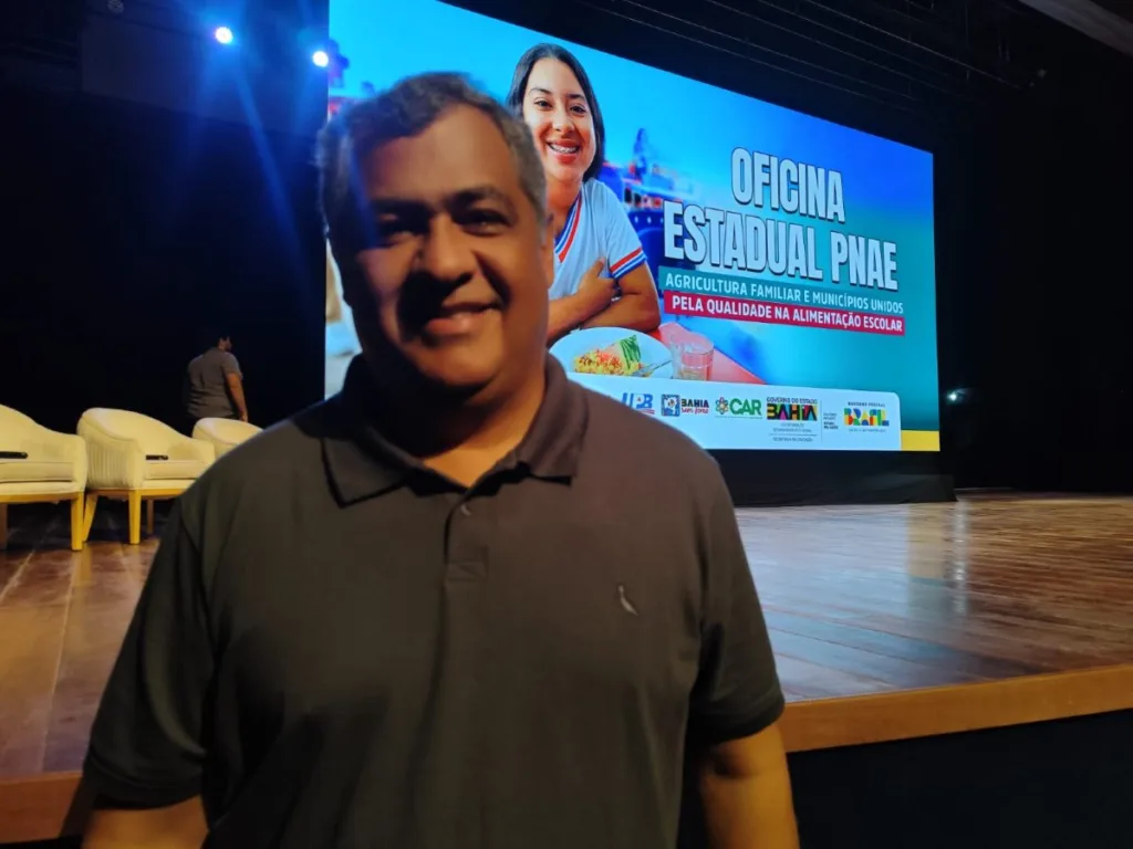 Presidente da CAR, Jeandro Ribeiro em evento sobre agricultura familiar na escola