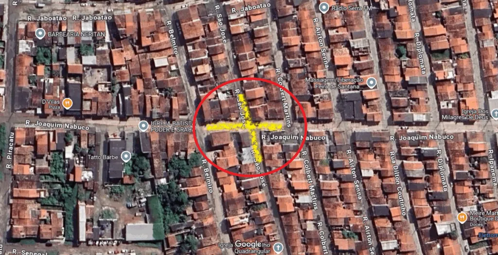 Localização da obra da Conder no cruzamento da Rua Joaquim Nabuco com a Rua São José