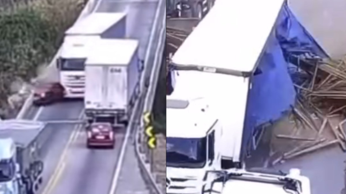 Caminhão desgovernado arremessa carro de ponte na Bahia