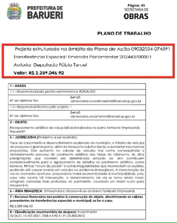 Documento enviado pela Prefeitura de Barueri