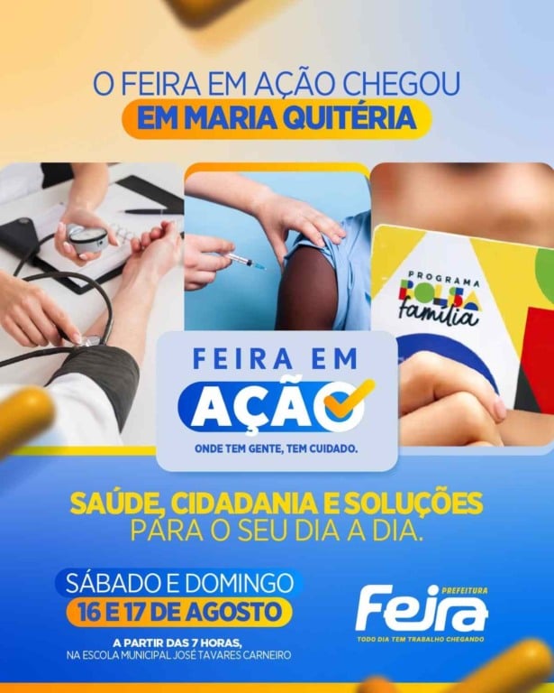 Prefeitura realiza mutirão de serviços 'Feira em Ação' no distrito de Maria Quitéria