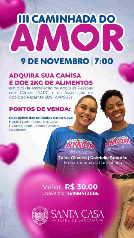 Caminhada do Amor: Santa Casa abre vendas para evento que une saúde, solidariedade e prevenção