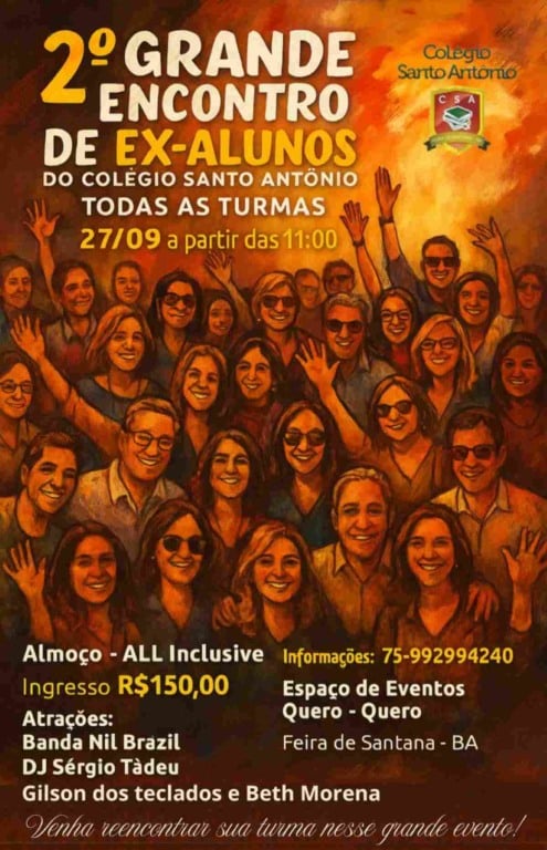 2ª edição do Encontro de Ex-alunos: Colégio Santo Antônio celebra amizade com festa no próximo sábado (27)