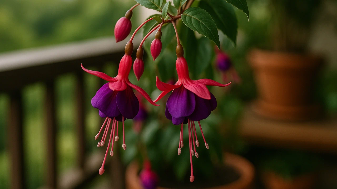 5 formas de usar a fúcsia na sacada e atrair beija-flores com flores pendentes