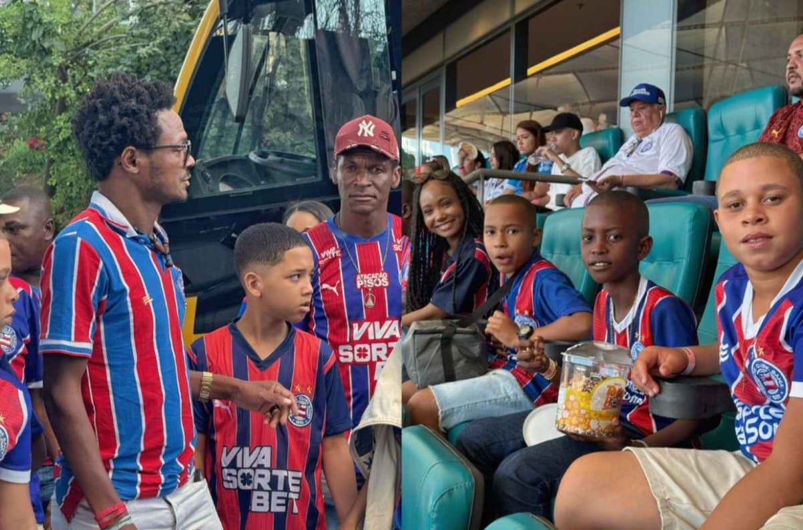 Estudantes da rede municipal de Antônio Cardoso assistem Bahia x Bragantino na Arena Fonte Nova