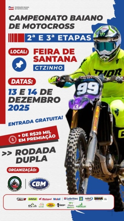 Feira de Santana volta a sediar etapa do  Campeonato Baiano de Motocross após 13 anos