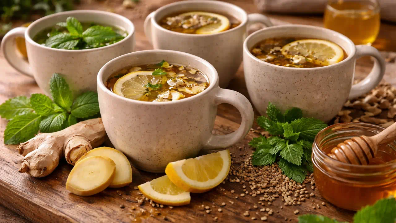 5 chás digestivos que aliviam desconfortos após refeições pesadas