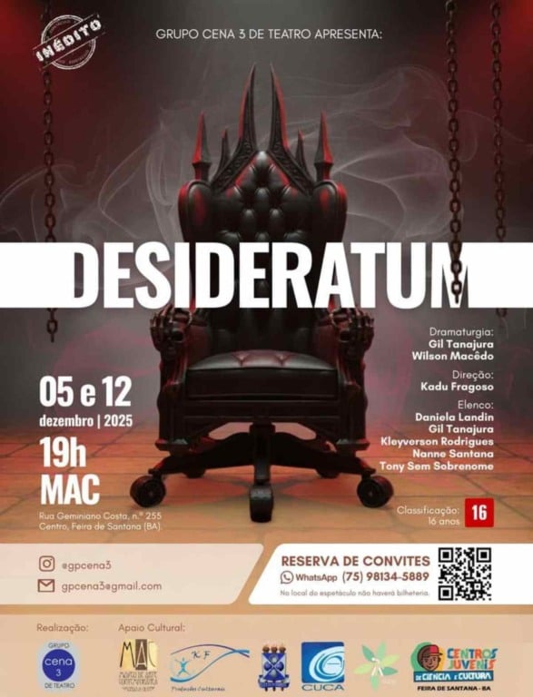 Desideratum: espetáculo retorna para segunda apresentação nesta sexta-feira (12)