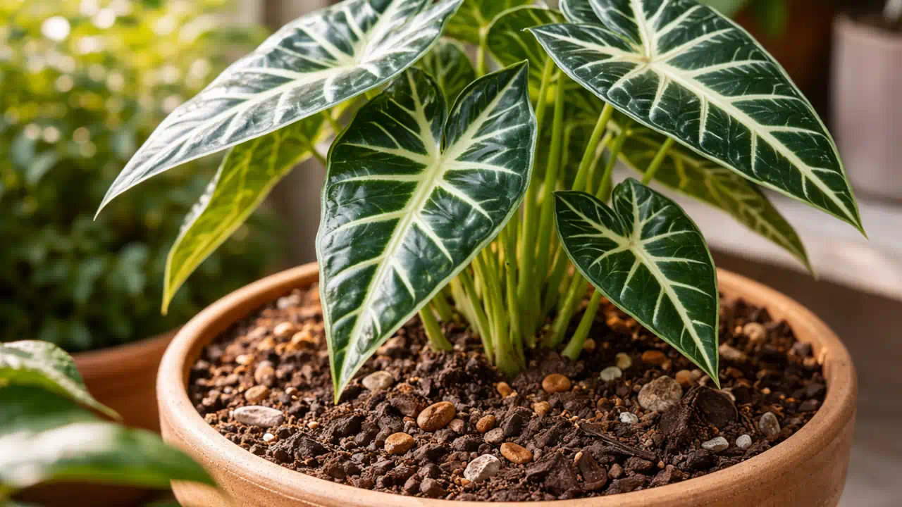 3 dias críticos de excesso de água na alocasia-polly que causam colapso