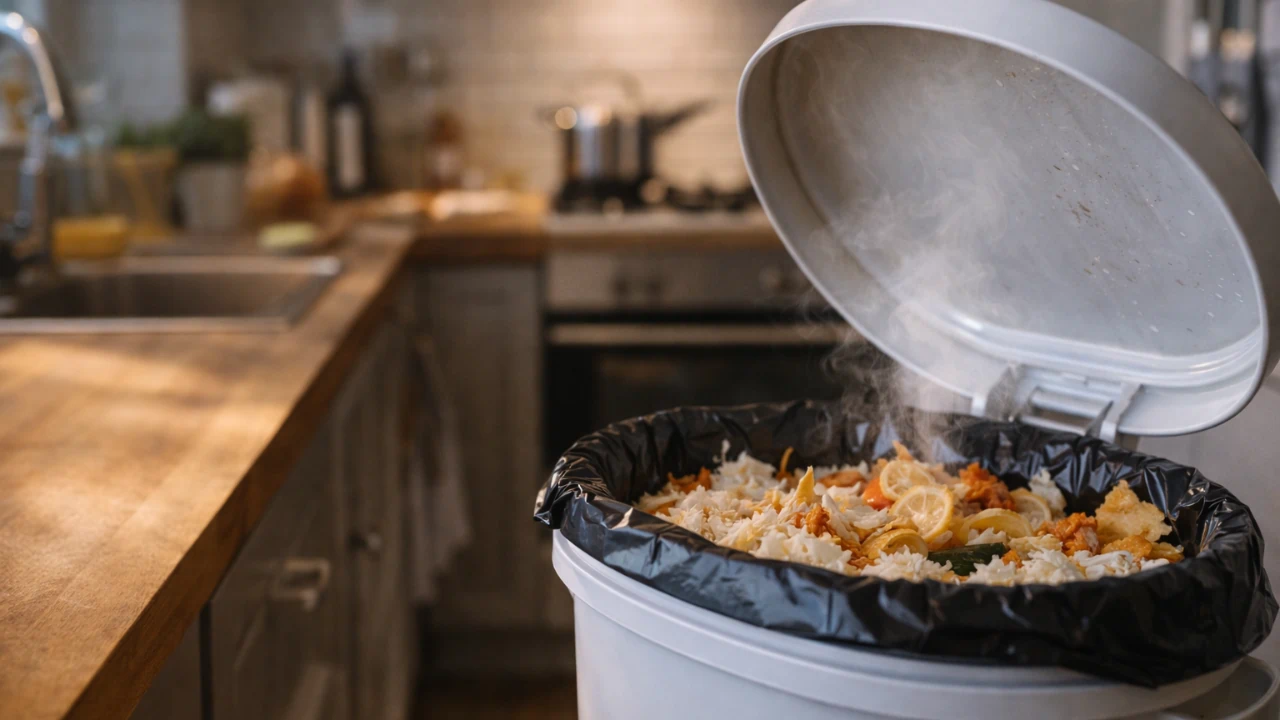 O hábito de deixar a lixeira aberta na cozinha pode espalhar odor pelo ambiente