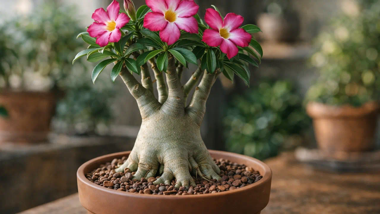 Rosa-do-deserto 6 erros de vaso que impedem o caule de engrossar de vez