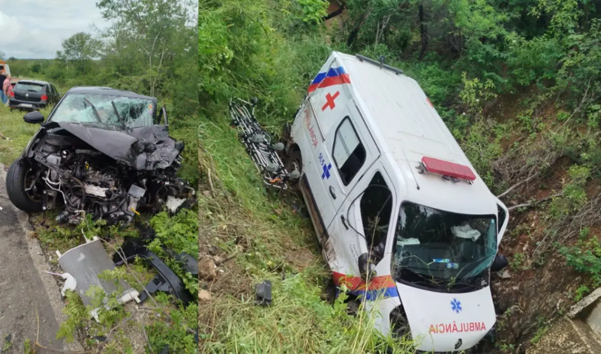 Acidente entre ambulância e carro de passeio deixa feridos na BA-026