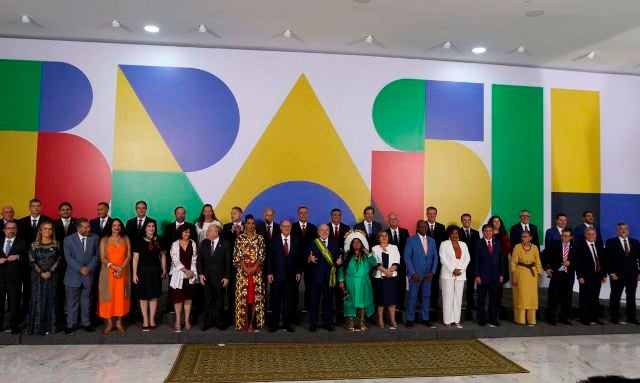 Foto oficial na cerimônia de posse do presidente da República, Luiz Inácio Lula da Silva no Palácio do Planalto