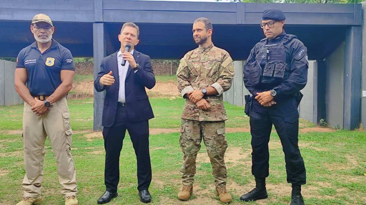 Delegado Jackson Carvalho, delegado chefe André Viana, Thiago Pinto, coordenador da Core e major Cláudjan, do BOPE