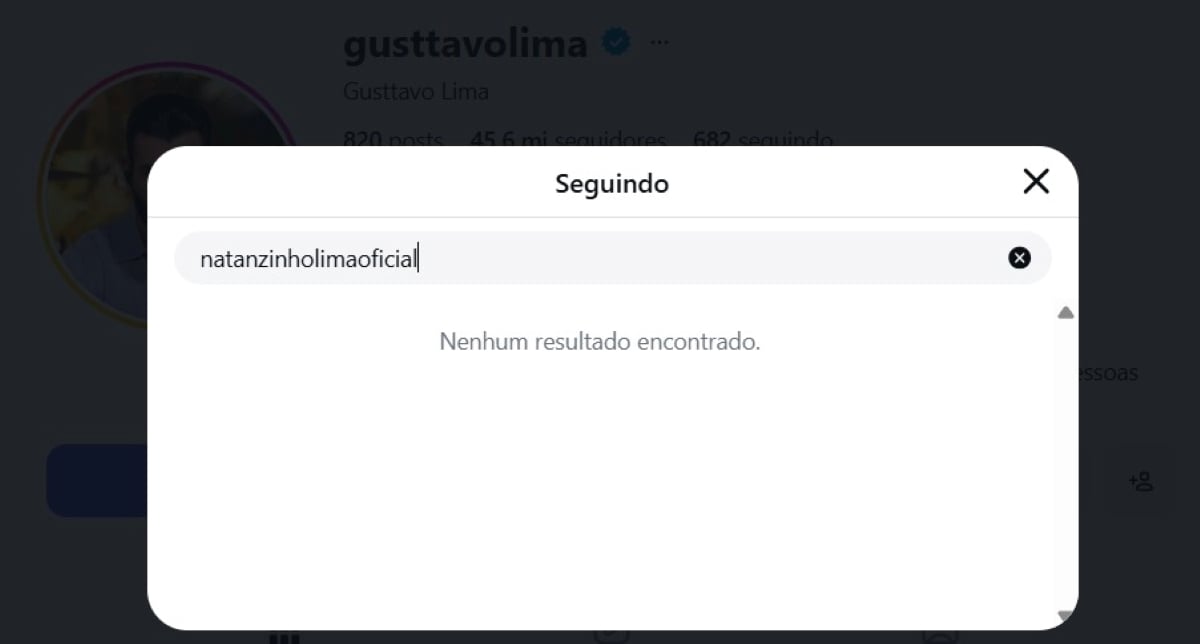 Gusttavo Lima para de seguir Natanzinho Lima