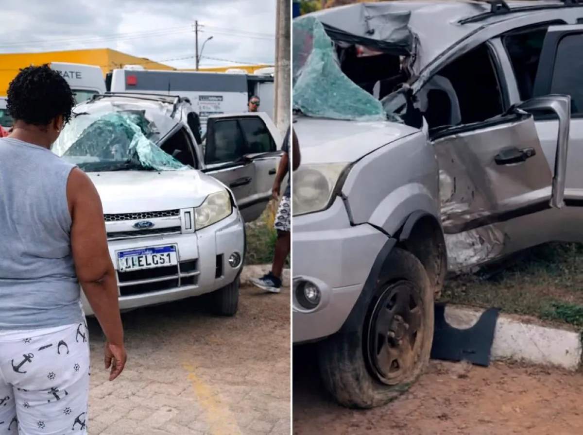 Homem fica ferido após carro colidir com poste na BA-099 em Barra do Jacuípe; vítima é socorrida por helicóptero do Graer