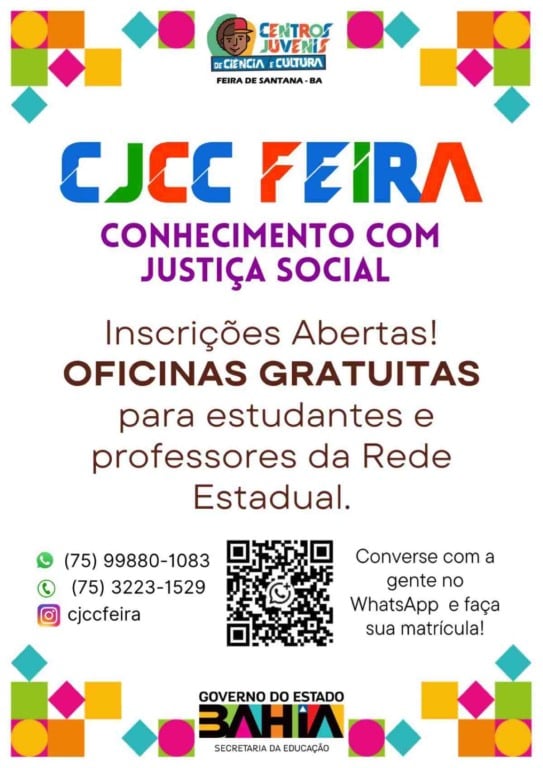 CJCC Feira abre inscrições para oficinas gratuitas