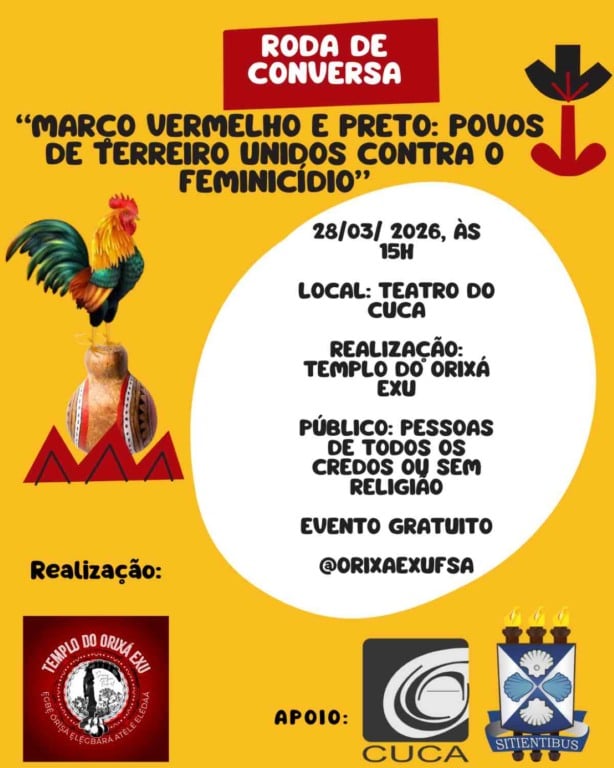 Cuca/Uefs recebe o evento contra o feminicídio Março Vermelho e Preto no dia 28 de março