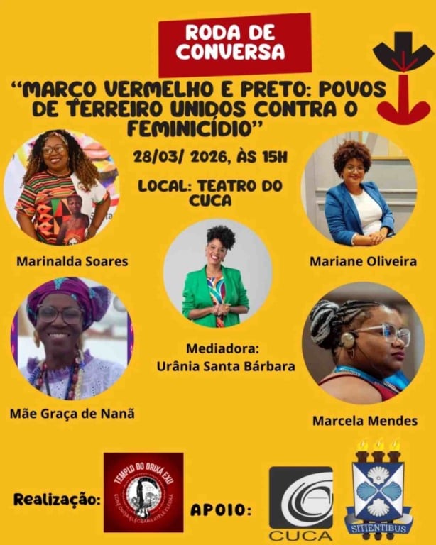 Cuca/Uefs recebe o evento contra o feminicídio Março Vermelho e Preto no dia 28 de março