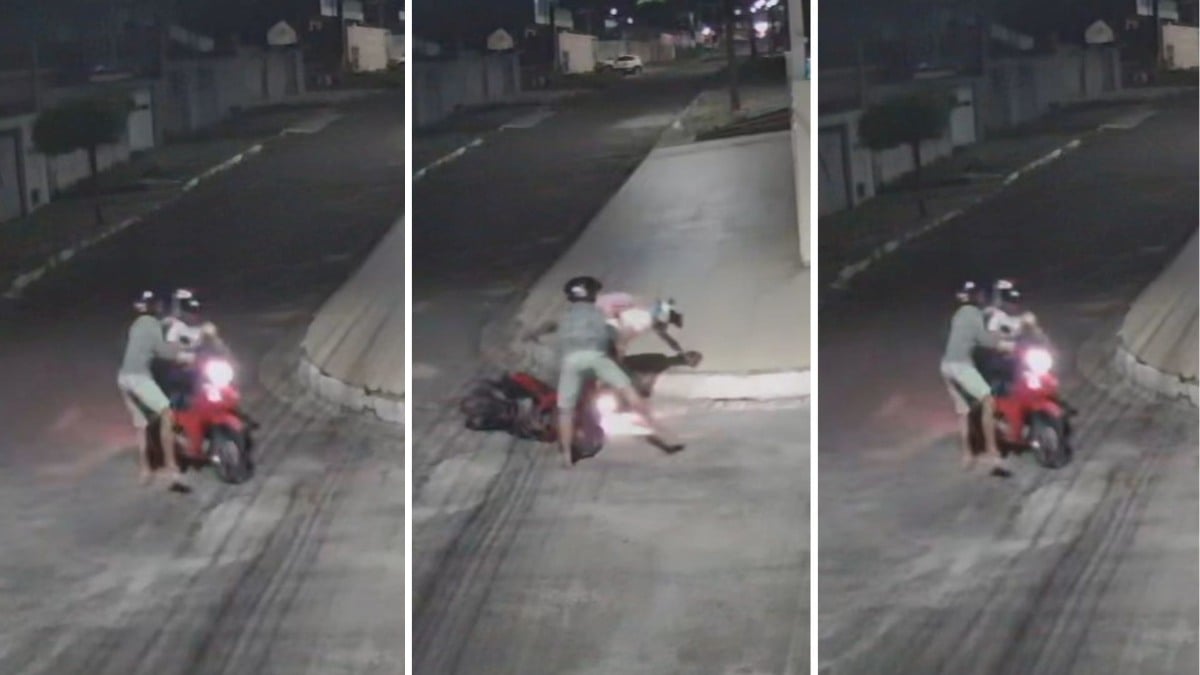 câmera de segurança registra assalto de moto em Feira de Santana