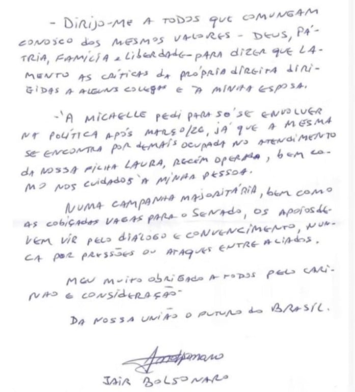 carta bolsonaro
