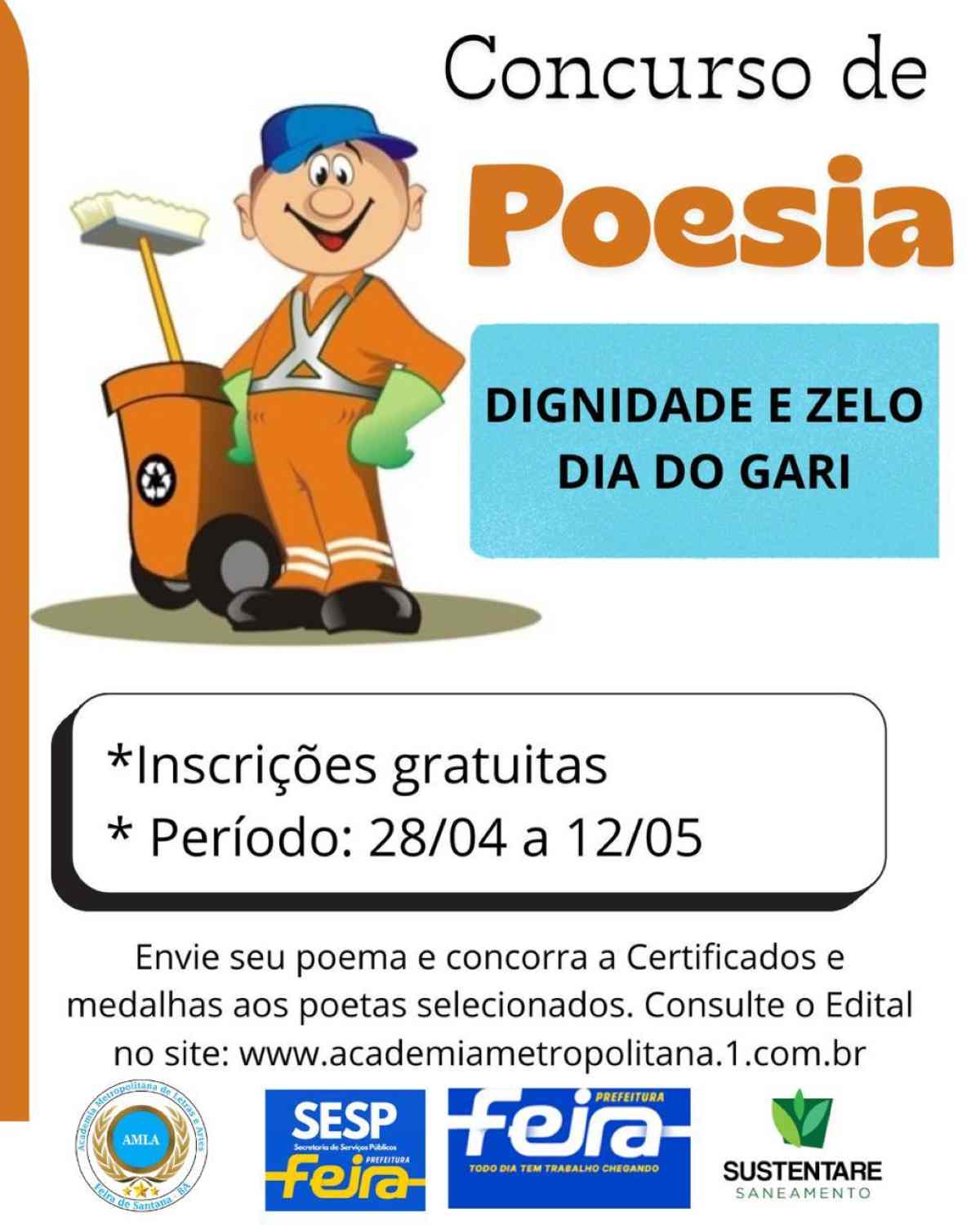 Concurso de poesia em homenagem ao Dia do Gari 