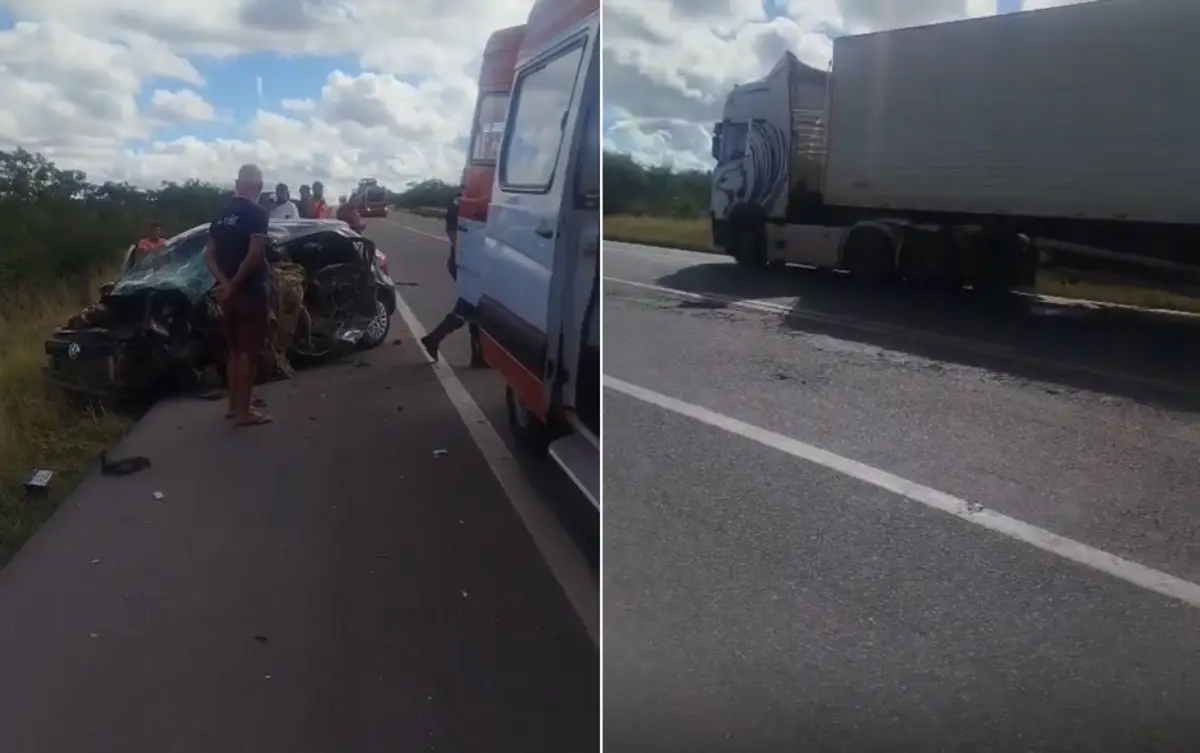 Colisão entre carro e carreta deixa um morto e três feridos na BR-116