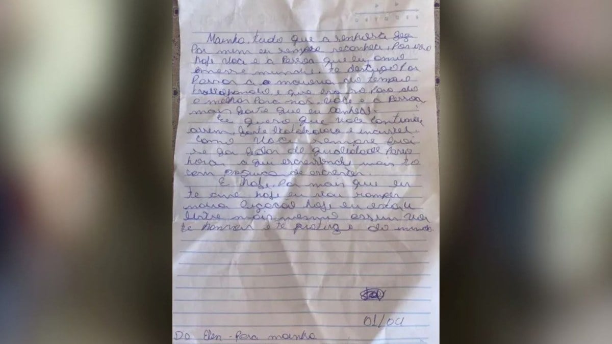 carta de Elen antes de desaparecer