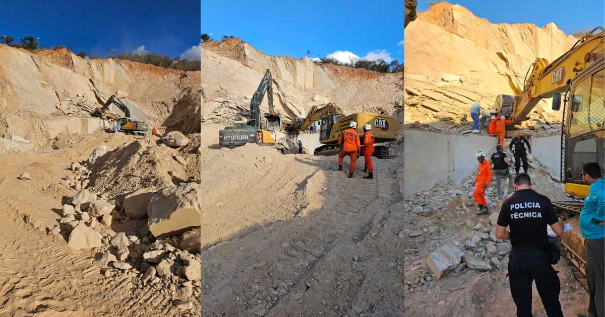 Corpo de trabalhador que morreu após desmoronamento em pedreira em Ituaçu é resgatado por bombeiros