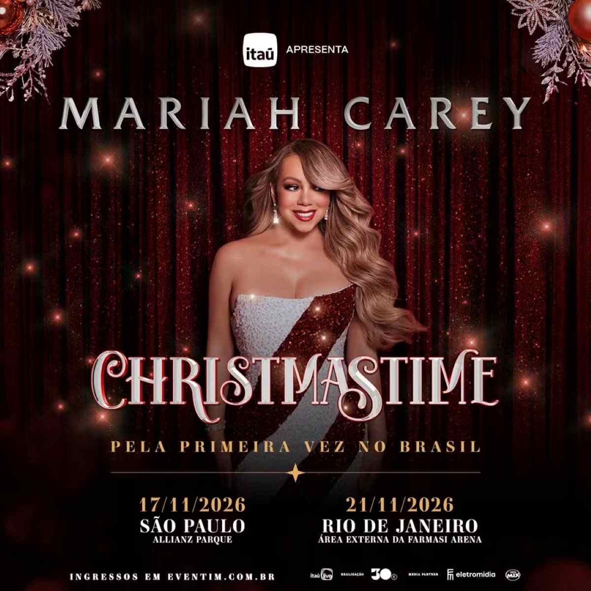 Mariah Carey confirma apresentações no Brasil em novembro