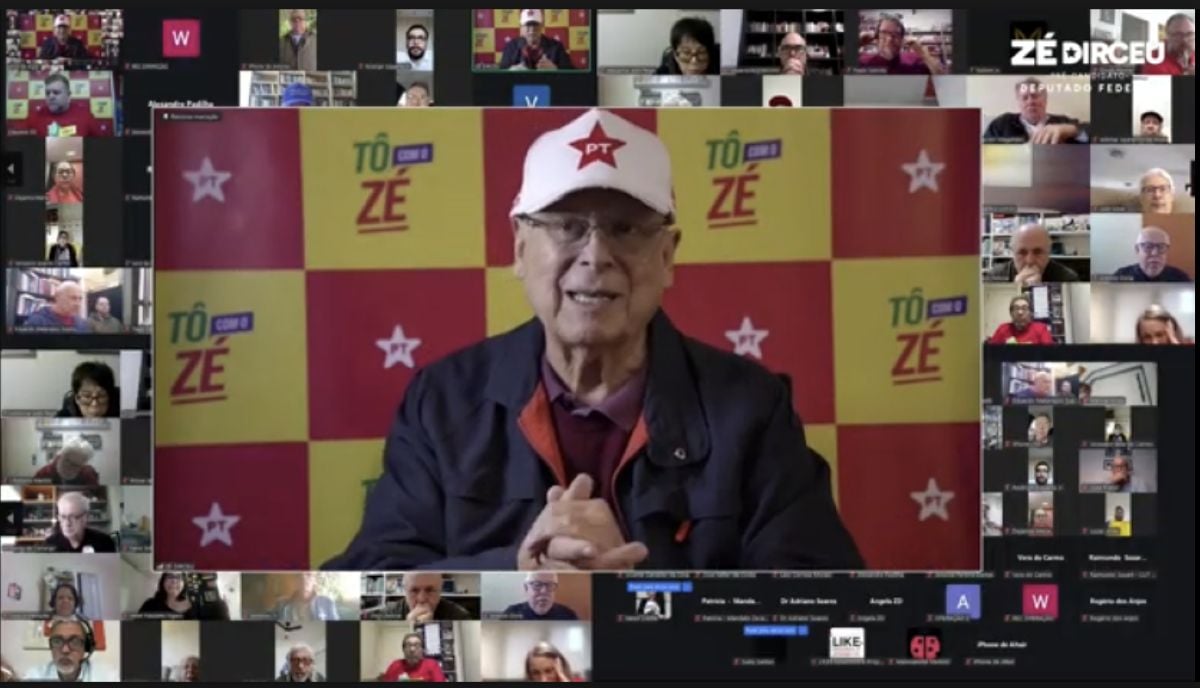 José Dirceu durante plenária virtual