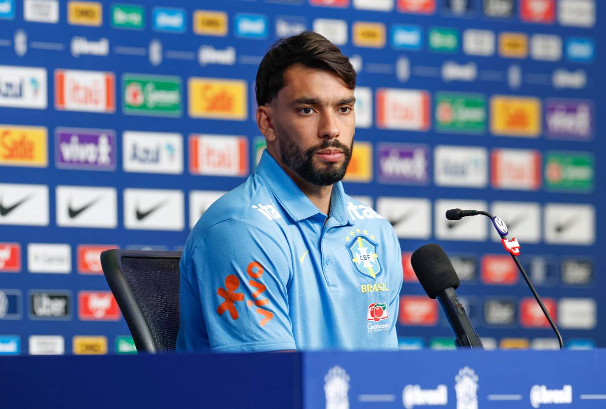 Lucas Paquetá durante entrevista coletiva pela Seleção Brasileira em Nova Jersey