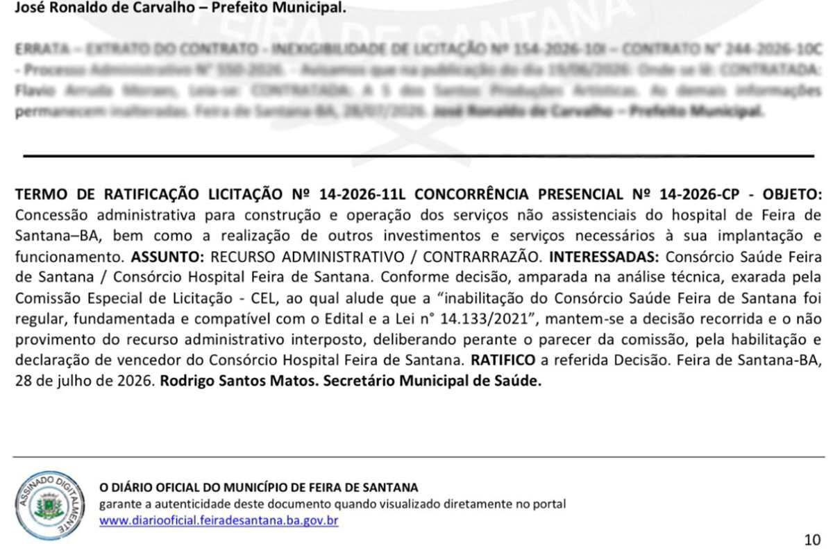 Novo Hospital Municipal de Feira avança para etapa final da licitação
