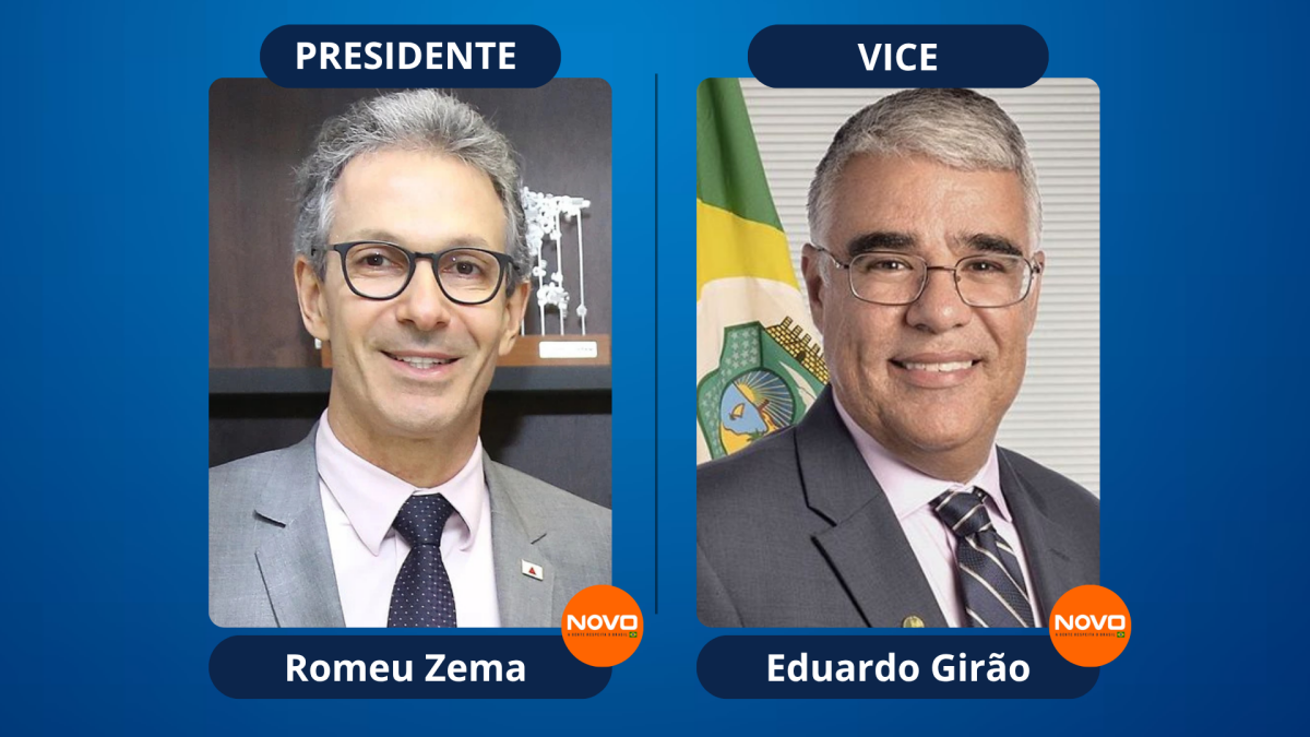 Chapa Romeu Zema e Eduardo girão partido Novo candidatos a presidência da República do Brasil presidenciáveis vice na chapa