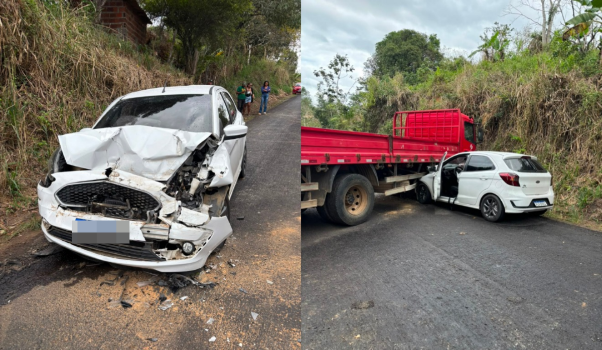 Colisão entre carro e caminhão na BA-650 em Itagibá termina sem