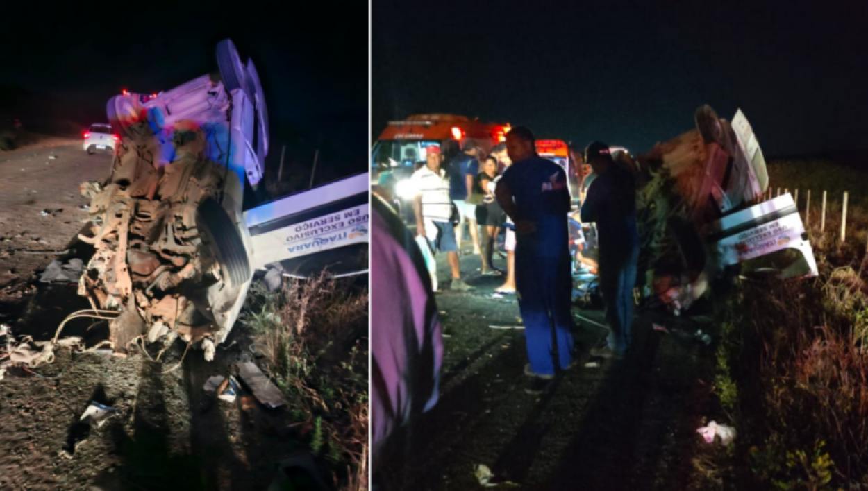 Grave colisão entre ambulância e caminhonete deixa 5 feridos