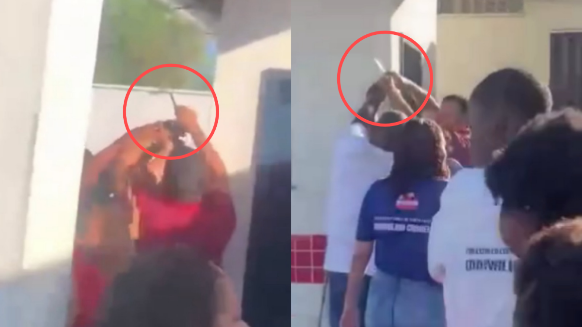 Mãe de aluna é contida com faca dentro de escola em Feira de Santana