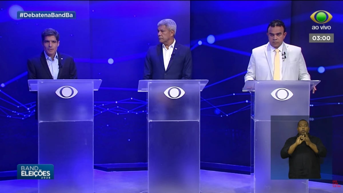 debate para governador da Bahia Band Jerônimo Rodrigues ACM Neto Ronaldo Manssur Eleição Eleições 2026