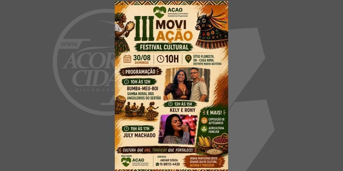 Festival Cultural reúne música, tradição e agricultura familiar em Maria Quitéria neste domingo (30)