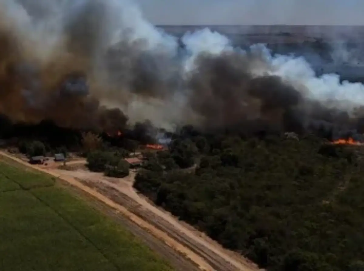 Incêndio de grandes proporções atinge fazendas e área de reserva no oeste da Bahia
