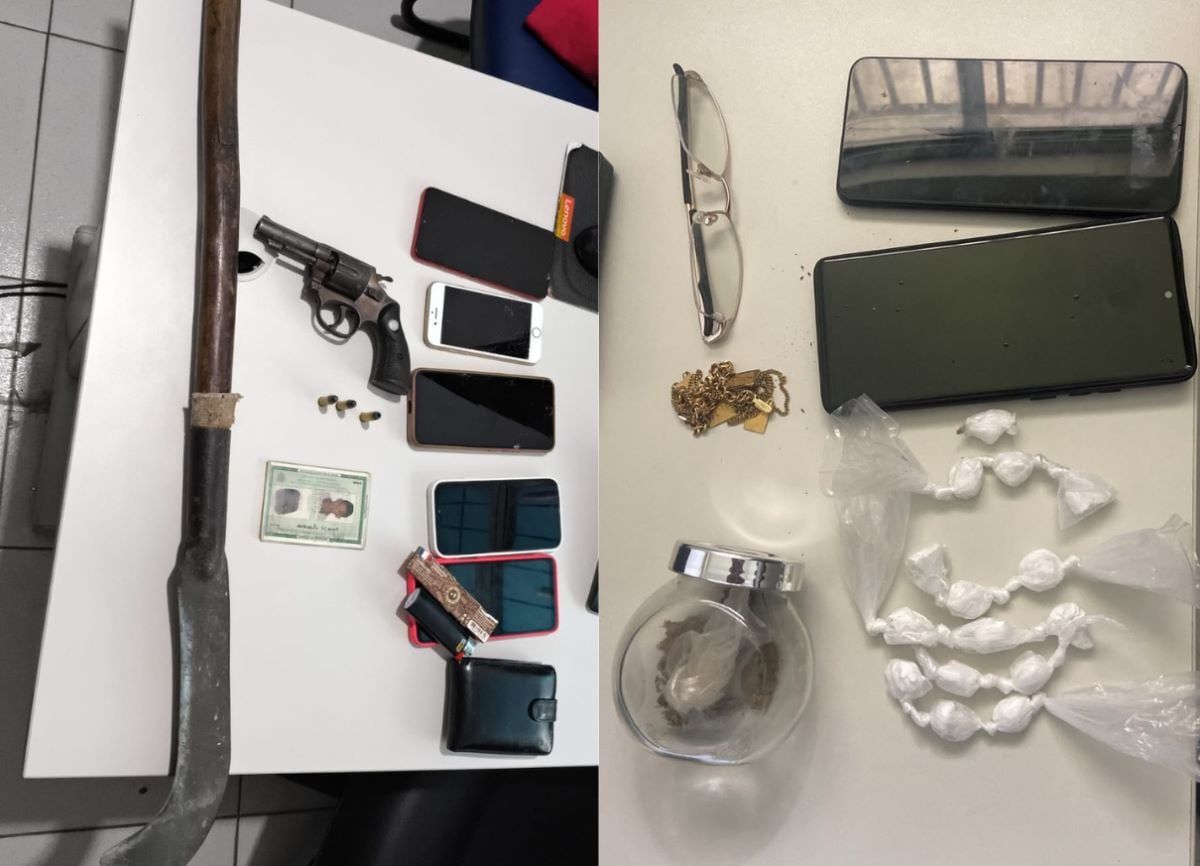 materiais apreendidos com adolescente pela PM
