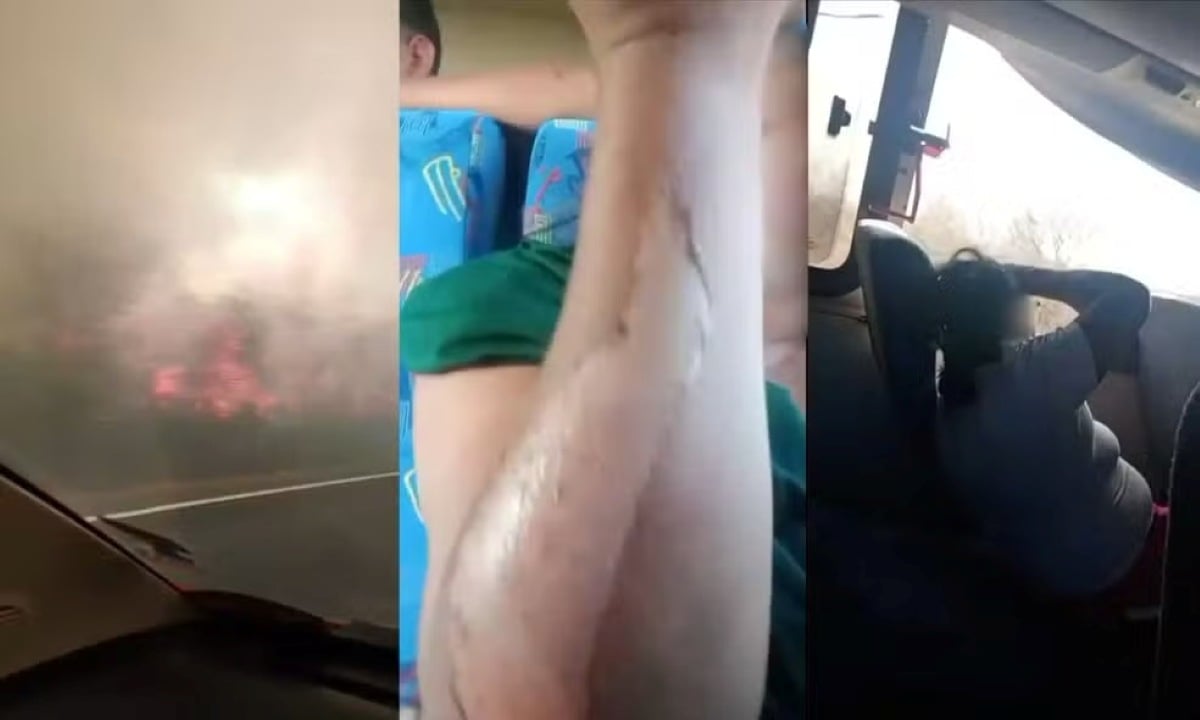 19 pessoas ficam feridas após ônibus passar por rodovia durante incêndio