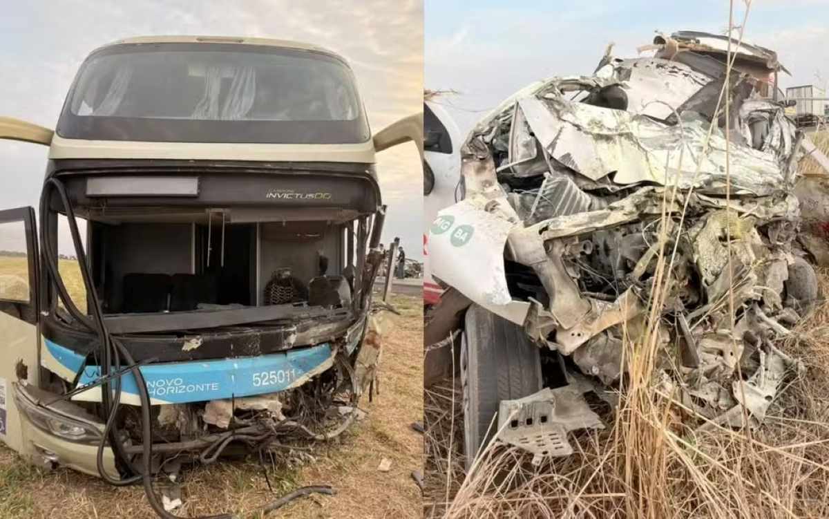 Acidente entre ônibus e carro em Correntina