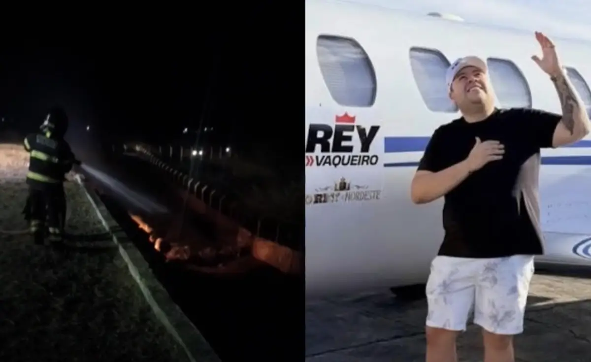 Avião com cantor Rey Vaqueiro é destruído pelo fogo após acidente no Rio Grande do Norte; veja o vídeo