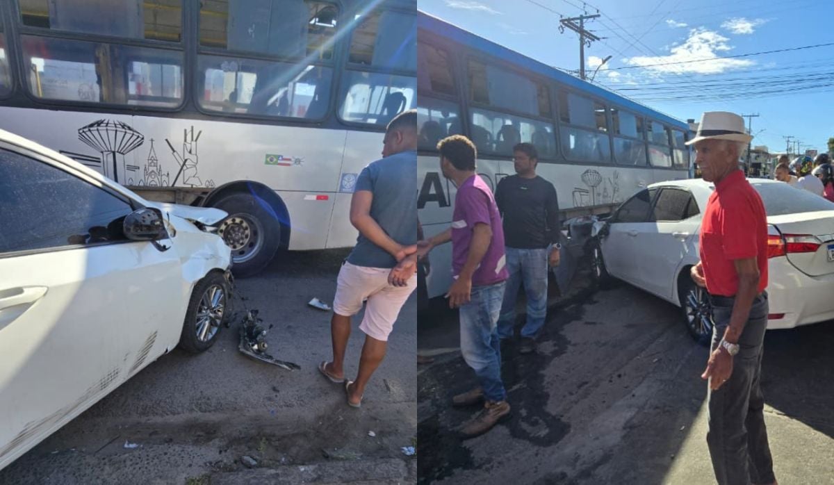 Duas pessoas ficam feridas após carro colidir com ônibus próximo à Avenida Canal